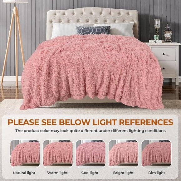 TOONOW Extra Soft Fuzzy Faux Fur Blanket Queen Size 78"x90", Reversible … - Picture 16 of 16